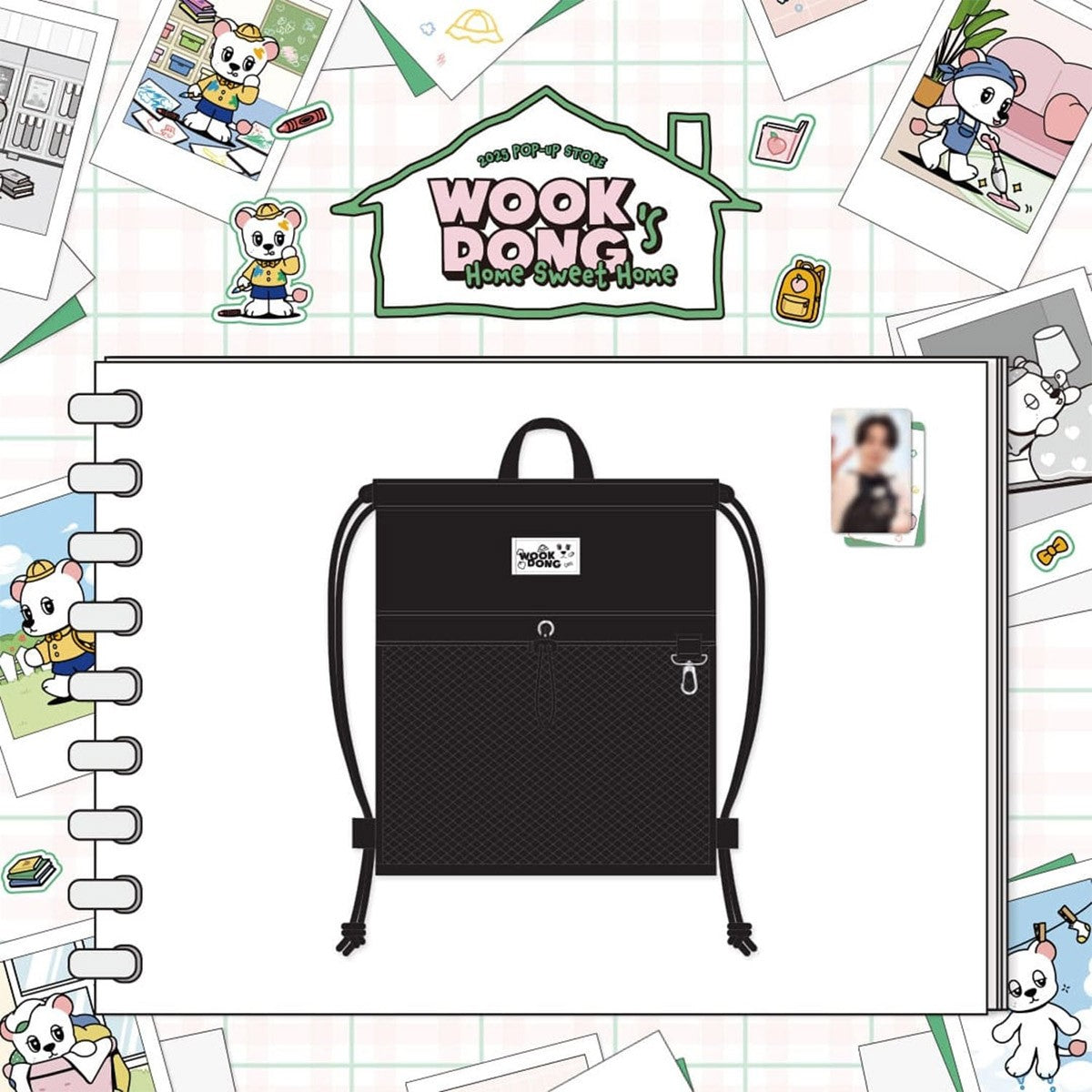 LEE DONG WOOK WOOKDONG'S HOME SWEET HOME Goods - DOODLE LABEL STRING BAG_185890.jpg