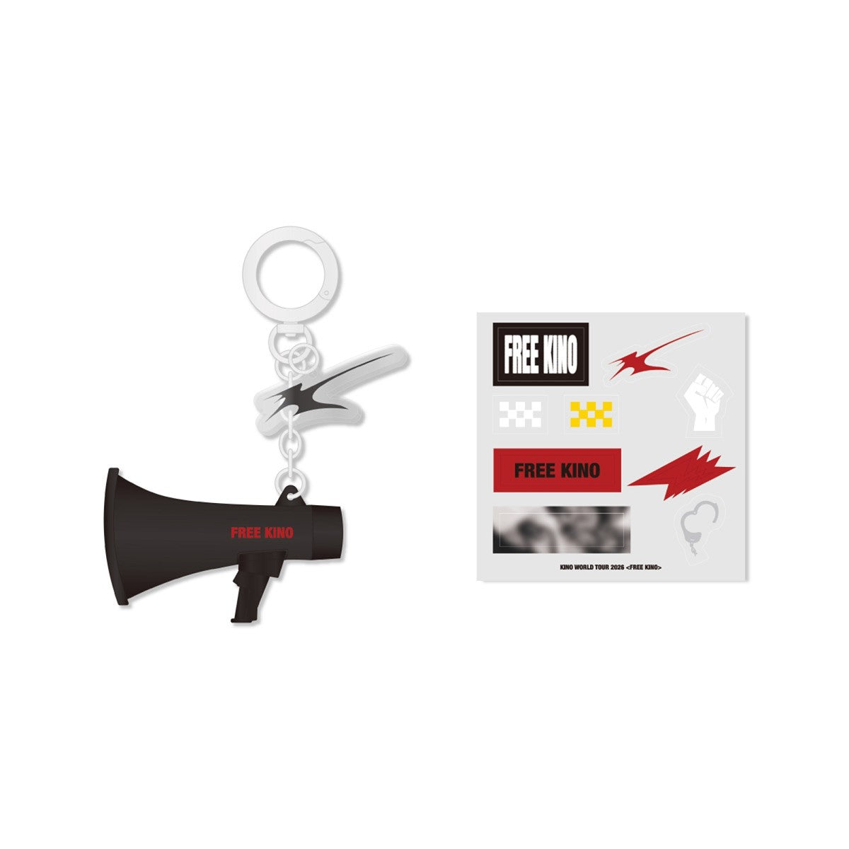 [Pre Order] KINO FREE KINO Goods - MEGAPHONE KEY CHAIN + STICKER SET_184540.jpg