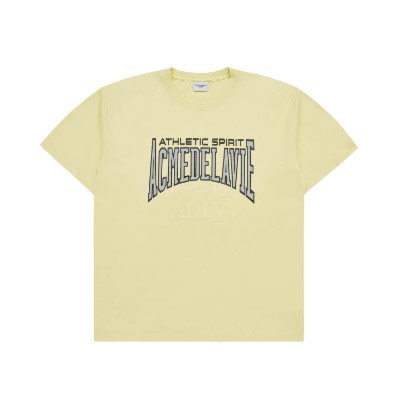 acme de la vie with JEONGHAN - VARSITY LOGO EMBOSSING PRINTING SHORT SLEEVE T-SHIRT LIGHT YELLOW_155340.jpg