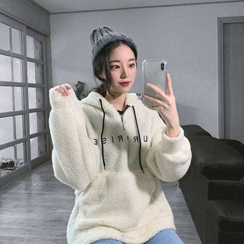 [H111] Sweet Love Fleece Hoodie Jacket - kpoptown.ca