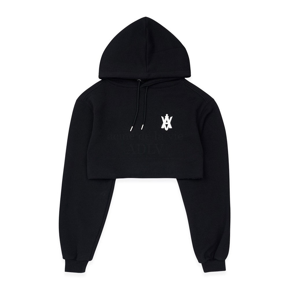 [acmé de la vie x LISA] A LOGO EMBLEM PATCH CROP HOODIE - kpoptown.ca