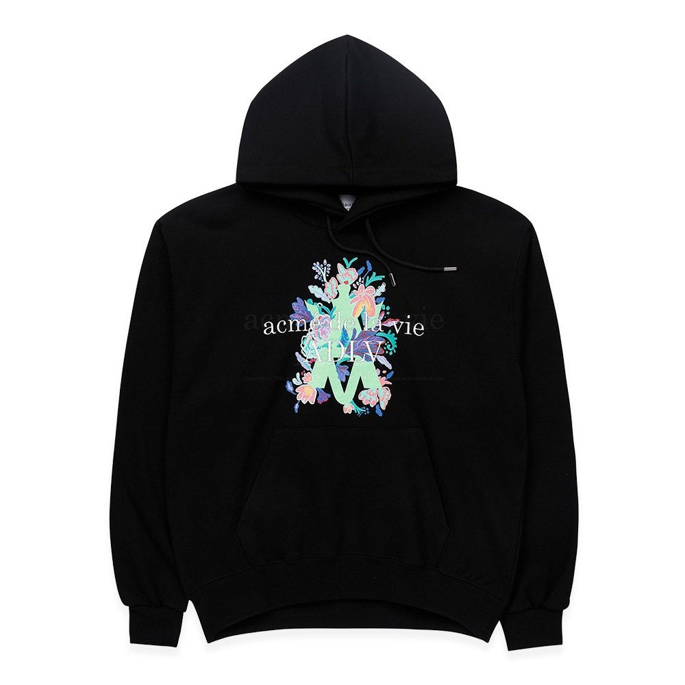 [acmé de la vie x LISA] A LOGO EMBLEM FLOWER ESSENTIAL HOODIE - kpoptown.ca