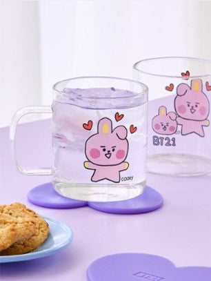 [BT21] BTS Line Friends Collaboration - Baby Glass Mug & Coaster Set - kpoptown.ca