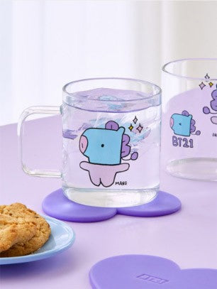 [BT21] BTS Line Friends Collaboration - Baby Glass Mug & Coaster Set - kpoptown.ca