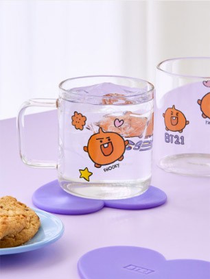 [BT21] BTS Line Friends Collaboration - Baby Glass Mug & Coaster Set - kpoptown.ca