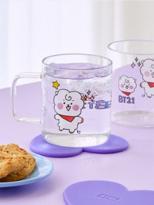 [BT21] BTS Line Friends Collaboration - Baby Glass Mug & Coaster Set - kpoptown.ca