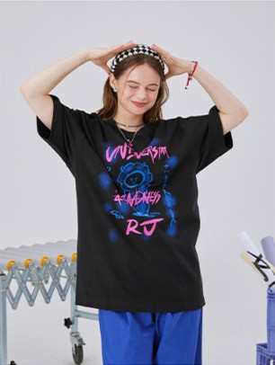 [BT21] BTS Line Friends Collaboration - RJ UTOPIA Black T-Shirt - kpoptown.ca