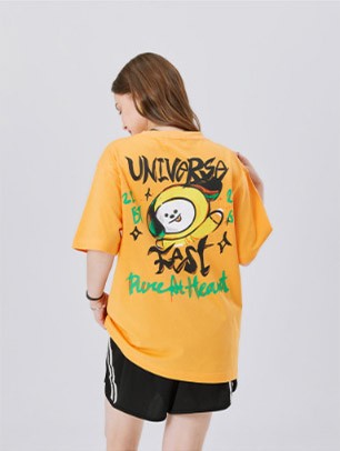 [BT21] BTS Line Friends Collaboration - CHIMMY UTOPIA Orange T-Shirt - kpoptown.ca