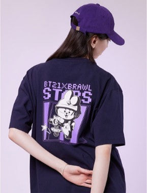 BT21 x Brawl Stars Collaboration Goods - Navy T-Shirt - kpoptown.ca