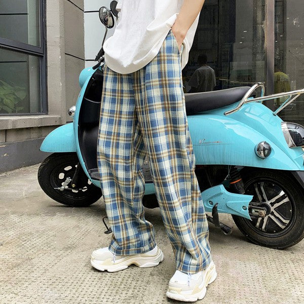 [LP49] Contour Check Banding Pants - kpoptown.ca