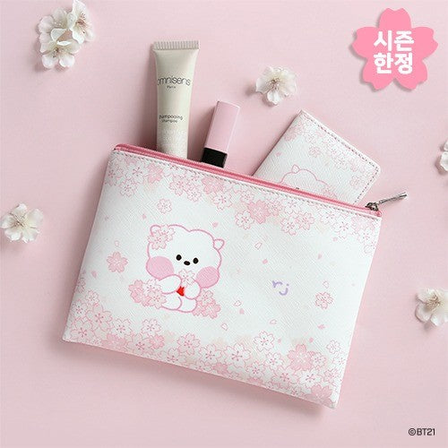 [BT21] BT21 X Monopoly Collaboration - minini Flat PU Pouch Cherry Blossom - kpoptown.ca