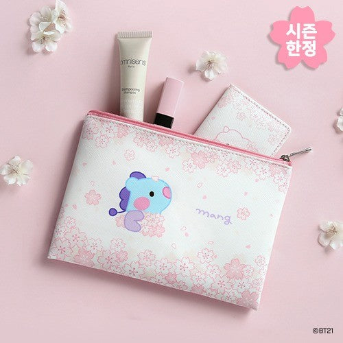 [BT21] BT21 X Monopoly Collaboration - minini Flat PU Pouch Cherry Blossom - kpoptown.ca