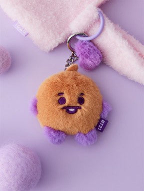 [BT21] BTS Line Friends Collaboration - Baby Flat Fur Face Bag Charm Doll - kpoptown.ca