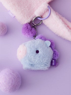 [BT21] BTS Line Friends Collaboration - Baby Flat Fur Face Bag Charm Doll - kpoptown.ca