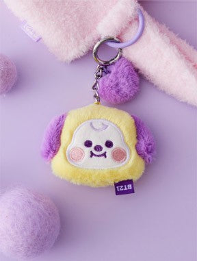 [BT21] BTS Line Friends Collaboration - Baby Flat Fur Face Bag Charm Doll - kpoptown.ca