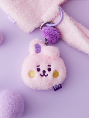 [BT21] BTS Line Friends Collaboration - Baby Flat Fur Face Bag Charm Doll - kpoptown.ca