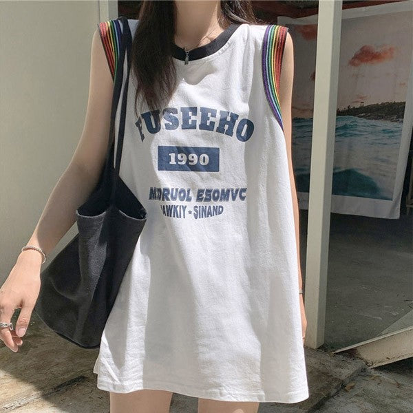 [S568] Mither Rainbow Leathering Tank Top - kpoptown.ca