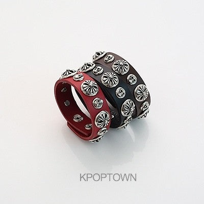 [BB79] Bigbang Round Hearts Leather Bracelet - kpoptown.ca