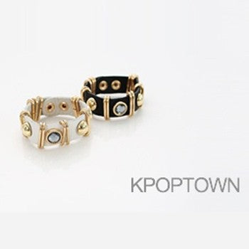 [IN99] INFINITE Gold Cubic Leather Bracelet 3Colors - kpoptown.ca