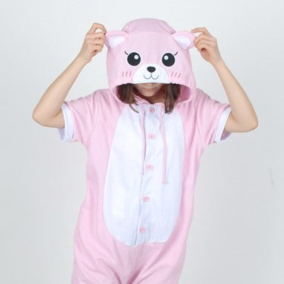 [PJB154] Animal Shorts Sleeve Pajamas - Pink Bear - kpoptown.ca