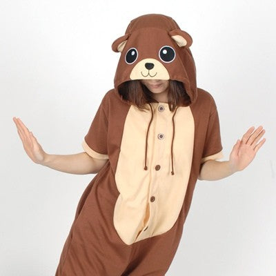 [PJB168] Animal Shorts Sleeve Pajamas - Brown Bear - kpoptown.ca