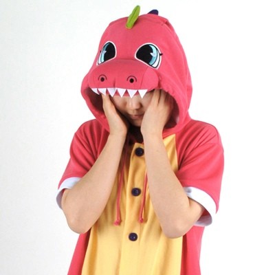 [PJB182] Animal Shorts Sleeve Pajamas -  Colorful Pink Dinosaur - kpoptown.ca