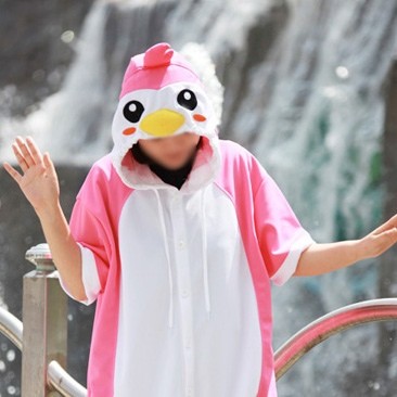 [PJA128] Animal Short Sleeve Pajamas - Pink Penguin - kpoptown.ca