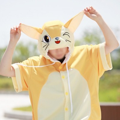 [PJA142] Animal Short Sleeve Pajamas - Fennec fox - kpoptown.ca