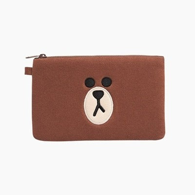 [LINE FRIENDS Official Goods] Brown Square Pouch - kpoptown.ca