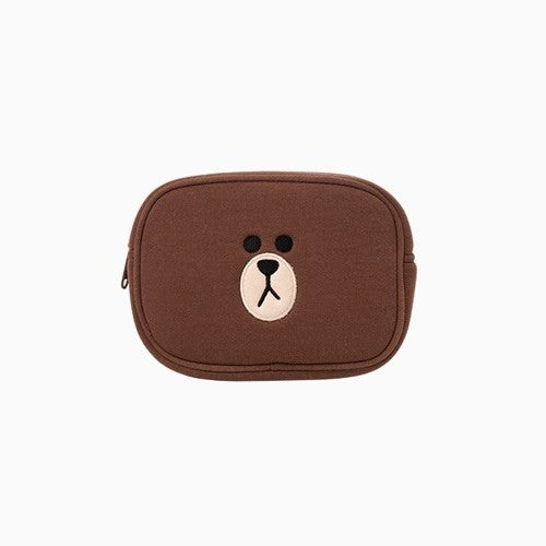 [LINE FRIENDS Official Goods] Brown Square Multi Pouch (L) - kpoptown.ca