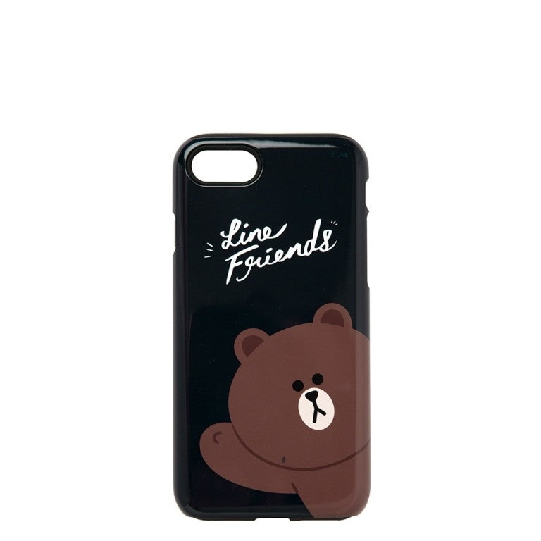 [LINE FRIENDS Goods] Navy Hello Brown iPhone7 Glossy Case - kpoptown.ca