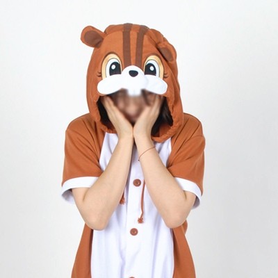 [PJB226] Animal Short Sleeve Pajamas - Brown Squirrel - kpoptown.ca