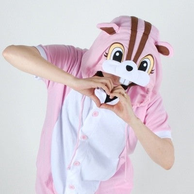 [PJB227] Animal Short Sleeve Pajamas - Pink Squirrel - kpoptown.ca