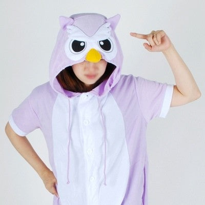 [PJB228] Animal Short Sleeve Pajamas - Purple Owl - kpoptown.ca