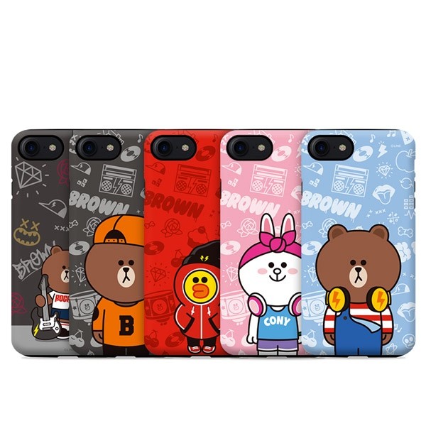 [LINE FRIENDS Goods] Guard Up Beat Brown Doodle Phone Case - kpoptown.ca