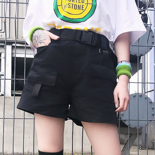 [LP44] Gotic Buckle Belt Shorts - kpoptown.ca