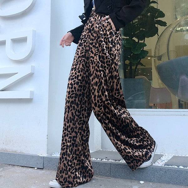 [LP45] Elgoma Tiger Skin Velvet Wide Pants - kpoptown.ca