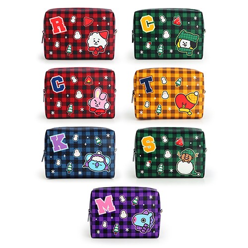 [BT21] BT21 X Monopoly Collaboration - PU SQUARE POUCH CHECK - LARGE - kpoptown.ca