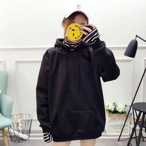 [S419] Bolt Stripe Layered Hoodie Zzuri - kpoptown.ca