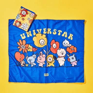 [BT21] BTS Line Friends Collaboration - Flower Blue Picnic Mat Set - kpoptown.ca